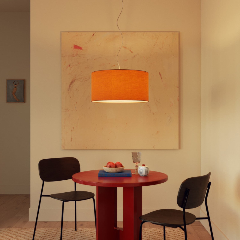 lampa wisząca Cilindro Medium Teletta w kolorze mandarynkowym z abażurem FPN