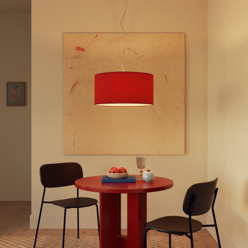 lampa wisząca Cilindro Medium Teletta w kolorze czerwonym z abażurem FPN