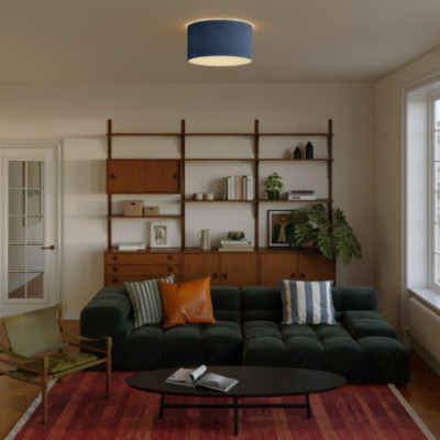 FPN Medium Blue Wool Fabric Ceiling Light