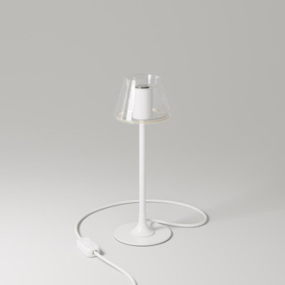 Biała lampa stołowa MAG-Y z przezroczystą żarówką Ghost G07 Creative-Cables