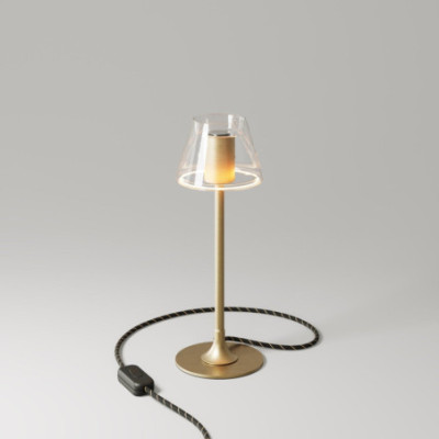 Brązowa lampa stołowa MAG-Y z przezroczystą żarówką Ghost G07 Creative-Cables