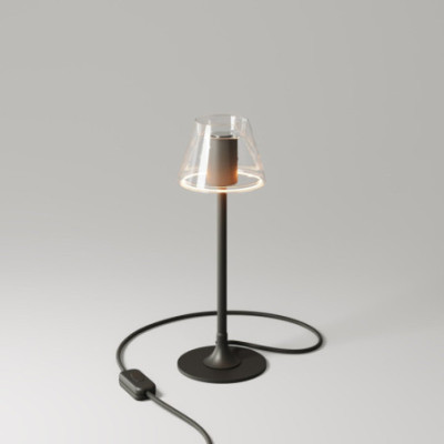 Czarna lampa stołowa MAG-Y z przezroczystą żarówką Ghost G07 Creative-Cables