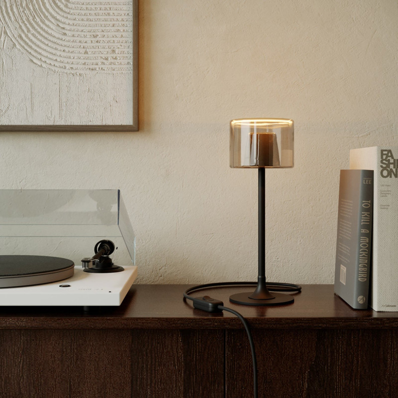 Creative-Cables MAG-Y Black Table Lamp with Smoked Ghost G13 Bulb