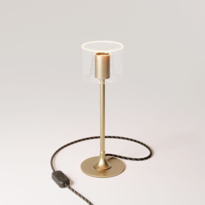 Brązowa lampa stołowa MAG-Y z przezroczystą żarówką Ghost G03 Creative-Cables