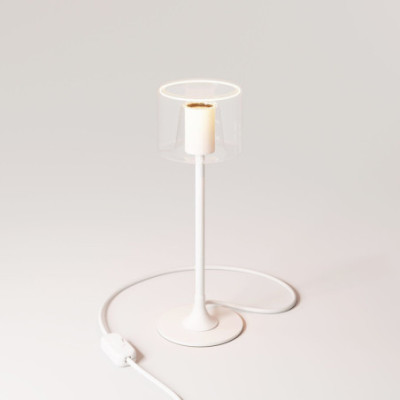 Biała lampa stołowa MAG-Y z przezroczystą żarówką Ghost G03 Creative-Cables