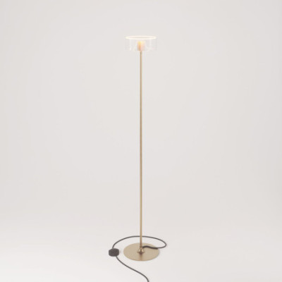 Brązowa lampa podlogowa MAG-Y z przezroczystą żarówką Ghost G02 Creative-Cables