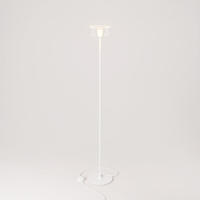 Biała lampa podlogowa MAG-Y z przezroczystą żarówką Ghost G02 Creative-Cables