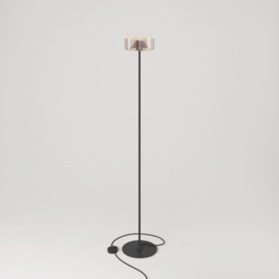 Czarna lampa podlogowa MAG-Y ze zdymioną żarówką Ghost G12 Creative-Cables