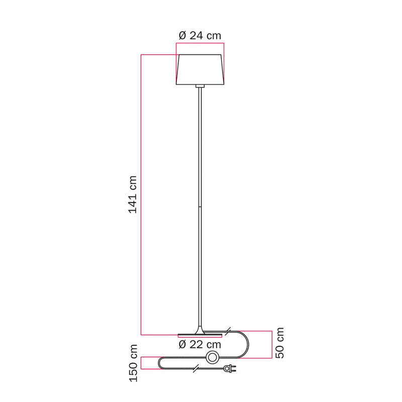 Czarna lampa podłogowa MAG-Y z abażurem Athena Creative-Cables