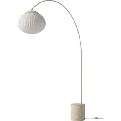 Lampa podłogowa Acorn - kremowa z tkaniną ivory i podst. z piaskowego trawertynu Bolia