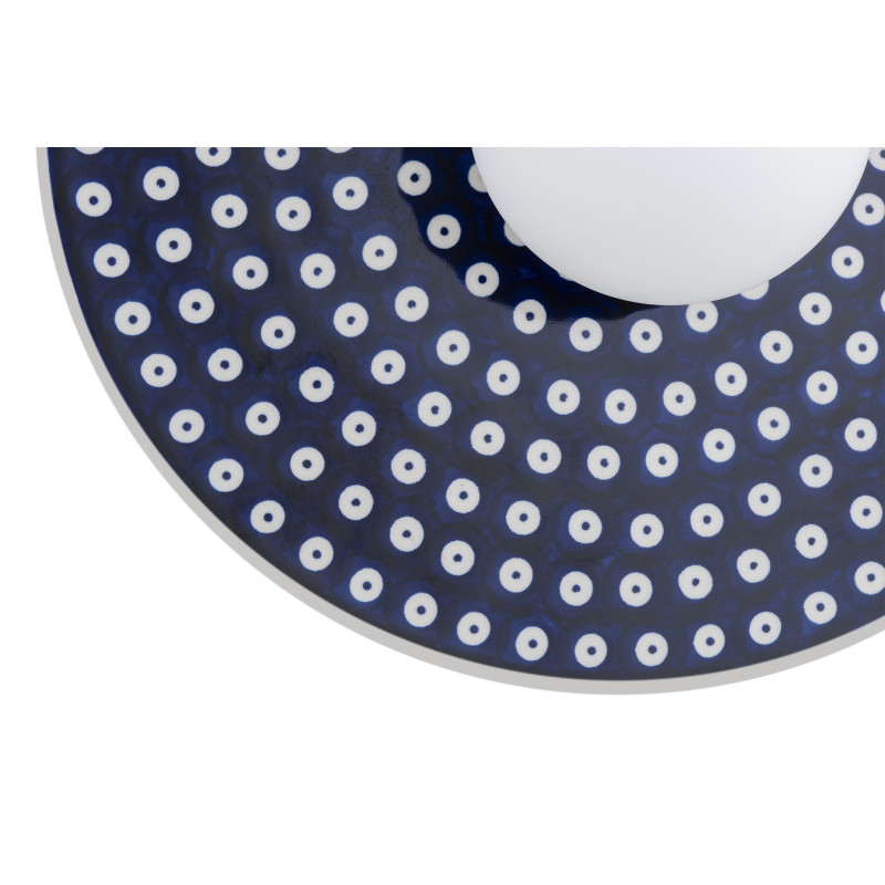 Argon x Bolesławiec BOLL Navy Blue Ceramic Wall Light with Opal Glass