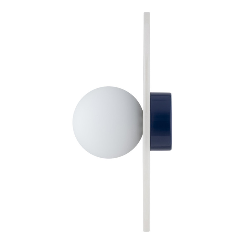 Argon x Bolesławiec BOLL Navy Blue Ceramic Wall Light with Opal Glass