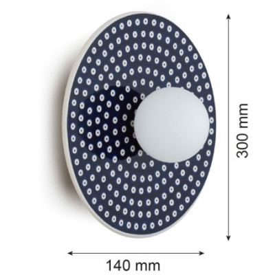 Argon x Bolesławiec BOLL Navy Blue Ceramic Wall Light with Opal Glass