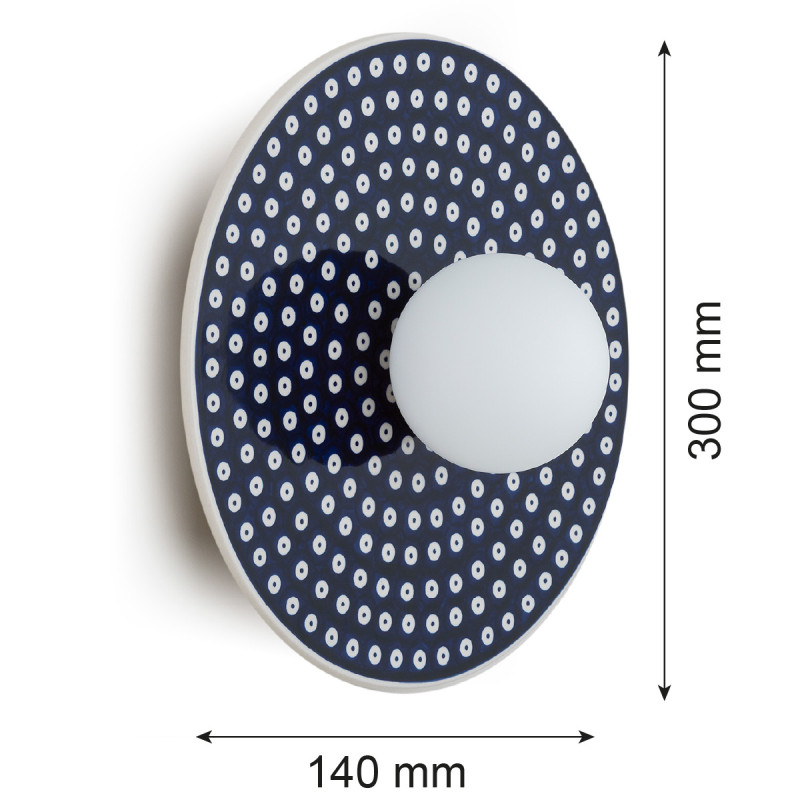 Granatowy ceramiczny kinkiet BOLL z mlecznym kloszem Argon x Bolesławiec