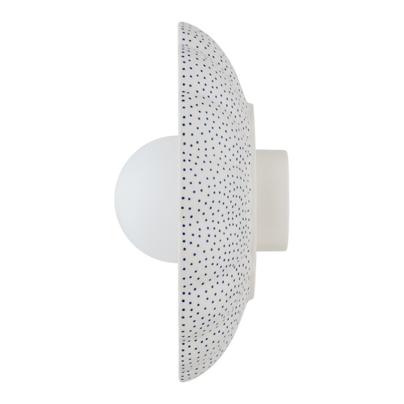 Argon x Bolesławiec BOLL White Shell Ceramic Wall Light with Opal Glass