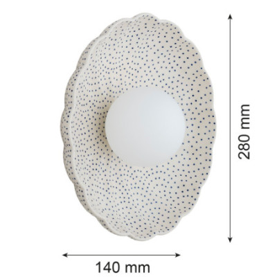 Biały ceramiczny kinkiet BOLL w kształcie muszli z mlecznym kloszem Argon x Bolesławiec