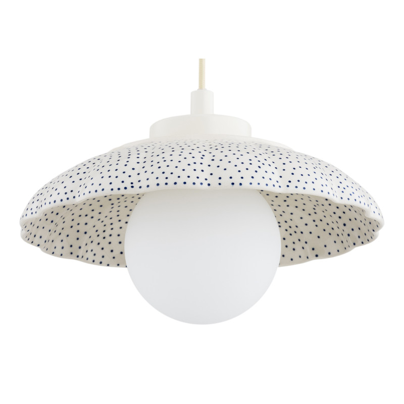 Argon x Bolesławiec BOLL White Shell Ceramic Pendant Light with Opal Glass