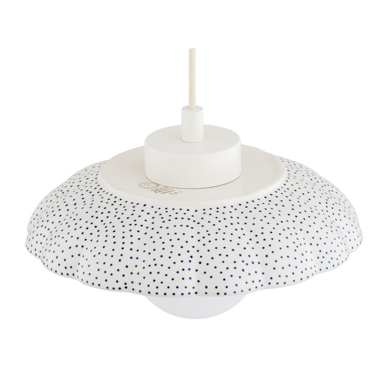Argon x Bolesławiec BOLL White Shell Ceramic Pendant Light with Opal Glass