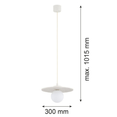 Argon x Bolesławiec BOLL White Flat Ceramic Pendant Light with Opal Glass