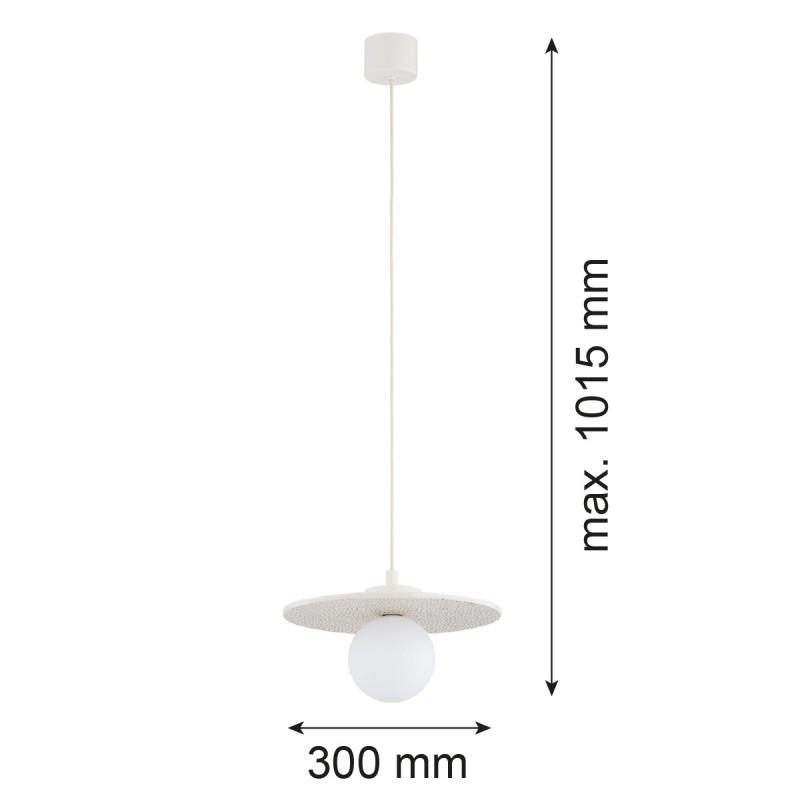 Argon x Bolesławiec BOLL White Flat Ceramic Pendant Light with Opal Glass