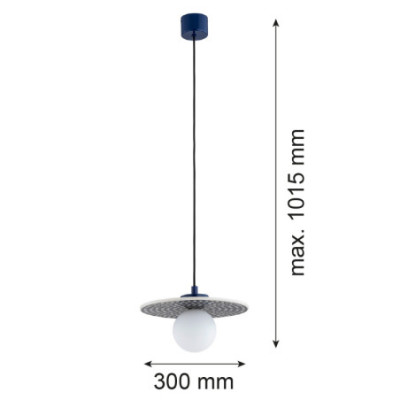 Argon x Bolesławiec BOLL Blue Flat Ceramic Pendant Light with Opal Glass