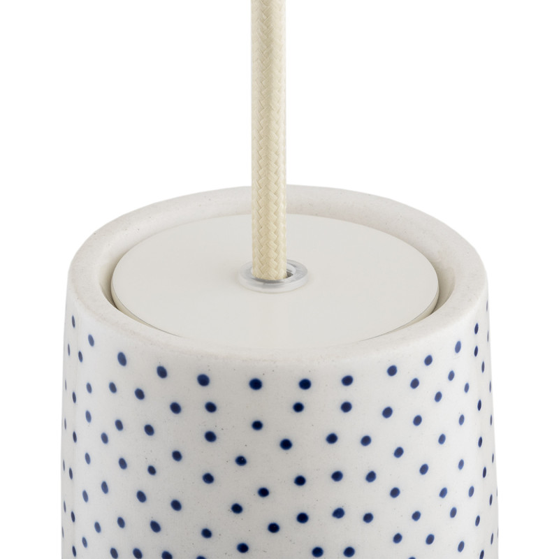 Argon x Bolesławiec BOLL White Provençal Ceramic Pendant Light with Opal Glass