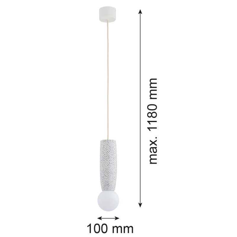 Argon x Bolesławiec BOLL White Provençal Ceramic Pendant Light with Opal Glass