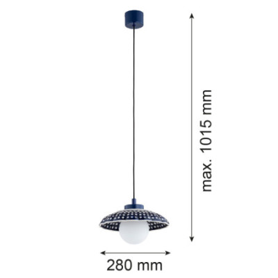 Argon x Bolesławiec BOLL Navy Blue Shell Ceramic Pendant Light with Opal Glass