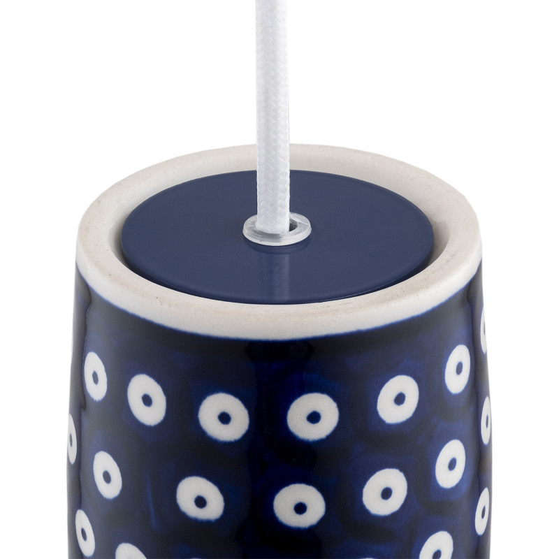 Argon x Bolesławiec BOLL Navy Blue Provençal Ceramic Pendant Light with Opal Glass