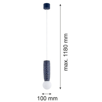Argon x Bolesławiec BOLL Navy Blue Provençal Ceramic Pendant Light with Opal Glass