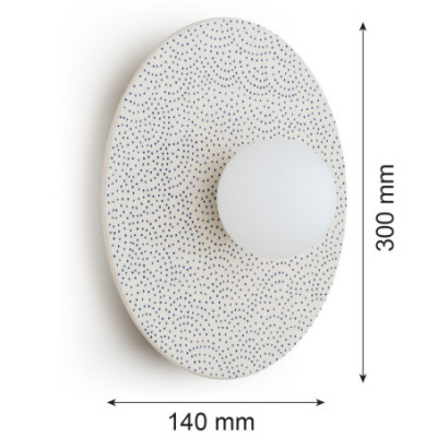 Argon x Bolesławiec BOLL White, Navy Blue Ceramic Wall Light with Opal Glass