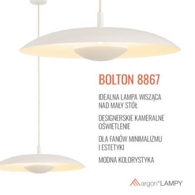 Lampa wisząca BOLTON w kolorze kremowej bieli Argon