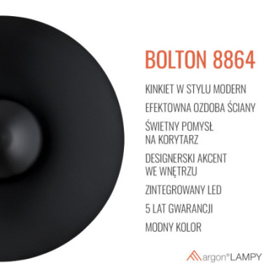 Argon BOLTON Black Steel Wall Light
