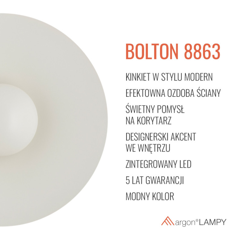 Argon BOLTON Cream White Steel Wall Light