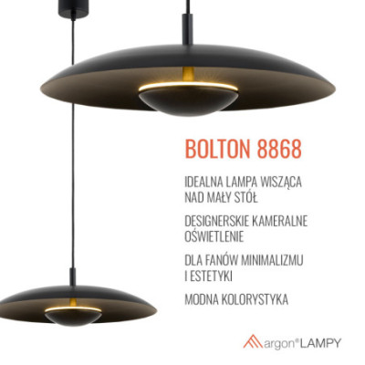 Czarna lampa wisząca BOLTON Argon