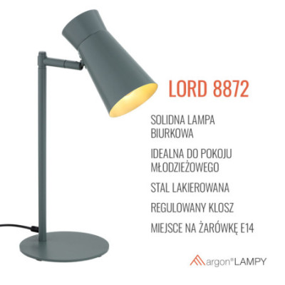 Lampa stołowa LORD w kolorze ciemnej szałwi Argon