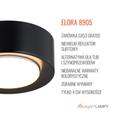 Plafon ELORA w kolorze czarnym Argon