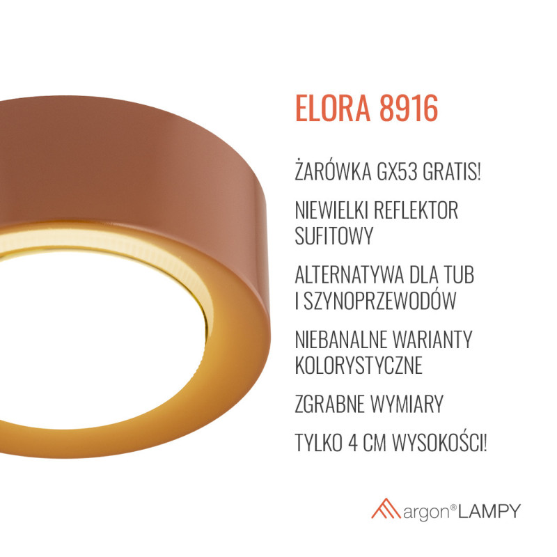 Plafon ELORA w kolorze terakoty Argon