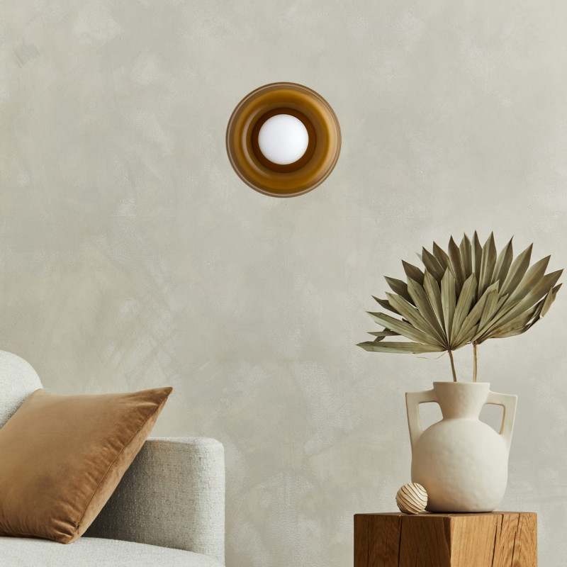 Argon TEVO Amber Wall Light with Polish Glass