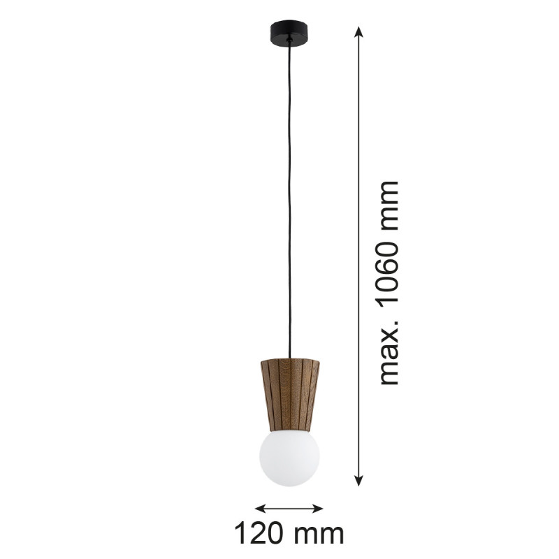 Argon VOLANTE Dark Wood Effect Pendant Light