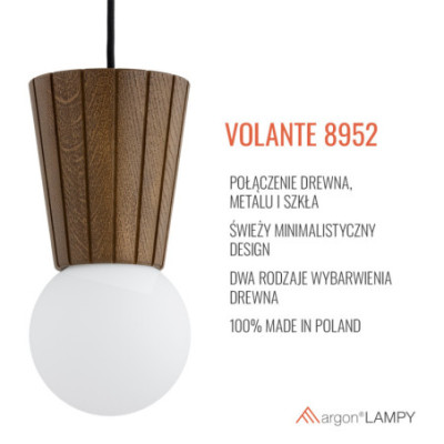 Lampa wisząca Volante w stylu ciemnego drewna Argon