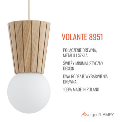 Argon VOLANTE Light Wood Effect Pendant Light