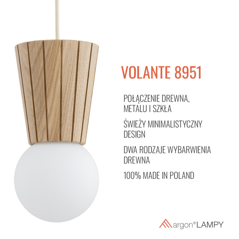 Argon VOLANTE Light Wood Effect Pendant Light