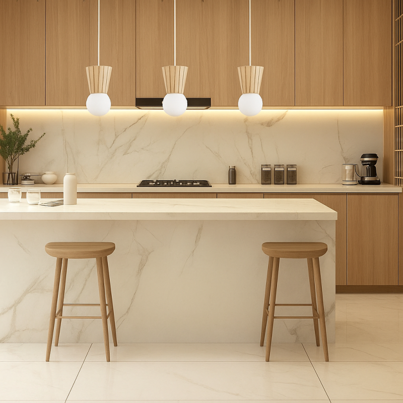 Argon VOLANTE Light Wood Effect Triple Ceiling Light
