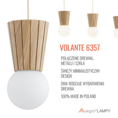 Argon VOLANTE Light Wood Effect Triple Ceiling Light