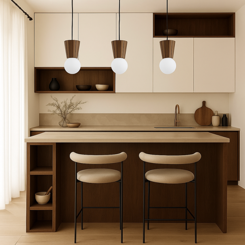 Argon VOLANTE Dark Wood Effect Triple Ceiling Light