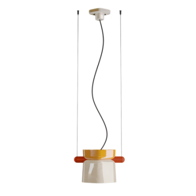 Ceramiczna lampa wisząca YAKITORI Turchese Giallo+ Crema z żółto-pomarańczowo-beżowym kloszem Ferroluce