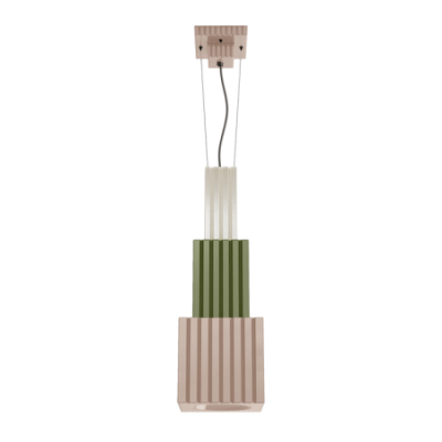 Ceramiczna lampa wisząca METRA 22cm MIX z beżowo-szaro-zielonym kloszem Ferroluce