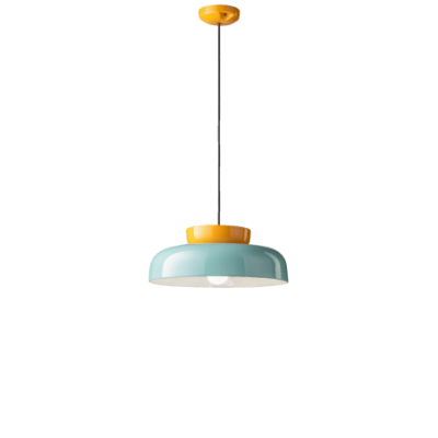 Ceramiczna lampa wisząca Marcan? z turkusowo- żółtym kloszem Ferroluce