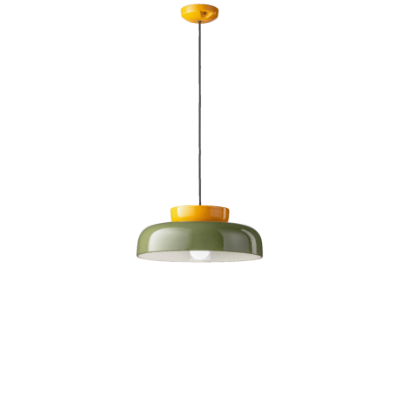 Ceramiczna lampa wisząca Marcan? z zielono- żółtym kloszem Ferroluce